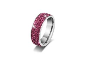 anillo acero swarovskielements anillorosa frontal