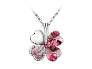 colgante trebol swarovskielements trebolrosa frontal