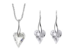 conjunto pendientes swarovskielements longheart frontal