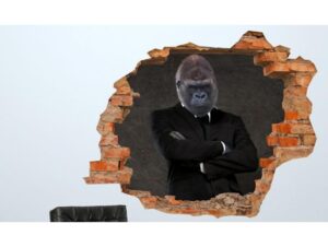 adesivi parete vini 3d gorila frontal