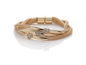 bracciale tripple cuore silvity dorado frontal